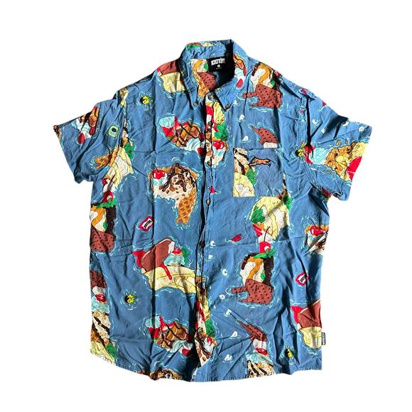 Ice Cream Island Hawaiian Button Up Pharrell Mens Casual Shirt Large - Picture 1 of 5
